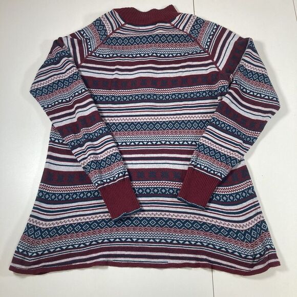 Eddie Bauer Women Pullover Sweater Large 1/4 Zip Nordic Outdoor Fair Isle - Picture 4 of 9